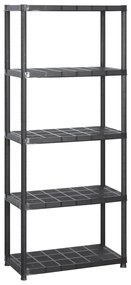 vidaXL Ραφιέρα Αποθήκευσης 5 Επιπέδων Μαύρη 213x38x170 εκ. Πλαστική