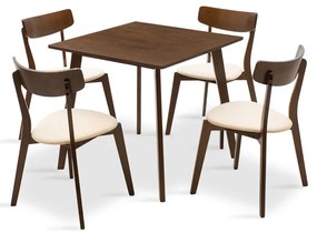 Intrahome Tραπεζαρία Benson - Toto Intrahome σετ 5τμχ καρυδί - ύφασμα μπεζ 80x80x75εκ | SKU: INTRAPA-311111289