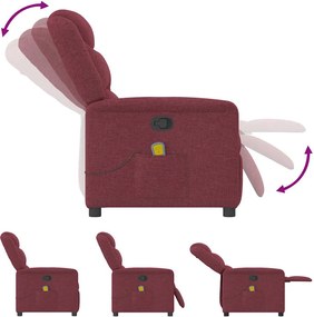 vidaXL Πολυθρόνα Μασάζ Ανακλινόμενη Μπορντό Υφασμάτινη