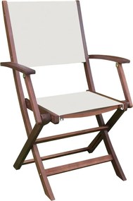 CRICKET Πολυθρόνα Πτυσσόμενη Ξύλο Acacia, Textilene Άσπρο   2τμχ