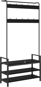 vidaXL Κρεμάστρα Μαύρη Δρυς 95 x 34 x 184 εκ Επεξεργασμένο ξύλο