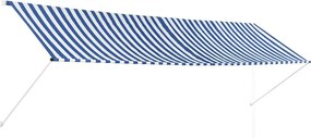 vidaXL Τέντα Συρόμενη Μπλε / Λευκό 400 x 150 εκ.