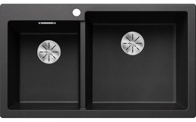 Blanco Pleon 9 Δ Anthracite SILGRANIT™ PuraDur™ Γρανιτένιος Νεροχύτης Ένθετος με 2 Γούρνες 86x50cm