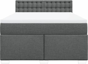 vidaXL Κρεβάτι Boxspring με Στρώμα Σκούρο Γκρι 160x200 εκ Υφασμάτινο