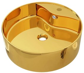 vidaXL Νιπτήρας με Οπή Υπερχείλισης Χρυσός 46,5 x 15,5 εκ. Κεραμικός