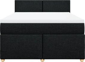 vidaXL Κρεβάτι Boxspring με Στρώμα Μαύρο 140x190 εκ. Υφασμάτινο