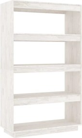 VidaXL Βιβλιοθήκη/Διαχωριστικό Χώρου Λευκό 80x35x135 εκ. Μασίφ Πεύκο