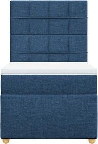 vidaXL Κρεβάτι Boxspring με Στρώμα Μπλε 90x200 εκ.Υφασμάτινο