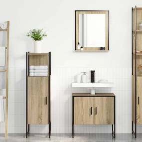 vidaXL Σετ Επίπλων Μπάνιου με ράφι 3 pcs Καφέ Επεξεργασμένο ξύλο