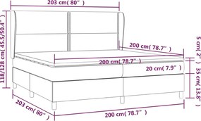 vidaXL Κρεβάτι Boxspring με Στρώμα Γκρι 200x200 εκ. Συνθετικό Δέρμα