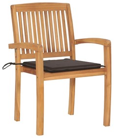 vidaXL Καρέκλες Κήπου Στοιβαζόμενες 8 τεμ. Μασίφ Ξύλο Teak &amp; Μαξιλάρια