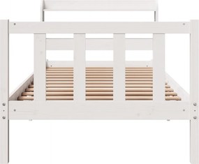 vidaXL Σκελετός Κρεβ. Χωρίς Στρώμα Λευκό 75x190 εκ Μασίφ Πεύκο