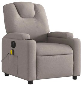 vidaXL Πολυθρόνα Μασάζ Ηλεκτρική Ανακλινόμενη Taupe Υφασμάτινη