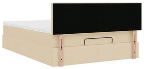 Οθωμανικό κρεβάτι με στρώμα &amp; LEDs Cream 140x190cm Ύφασμα 3312310