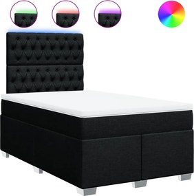 vidaXL Κρεβάτι Boxspring με Στρώμα Μαύρο 120x190 εκ. Υφασμάτινο