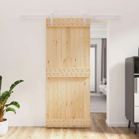 vidaXL Συρόμενη Πόρτα Φυσικό και Λευκό 85 x 210 cm
