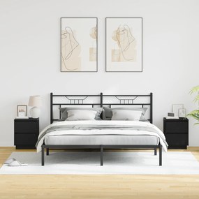 vidaXL Κομοδίνα με LED Φώτα 2 τεμ Μαύρο 39x34.5x50 cm