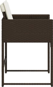 vidaXL Καρέκλες Κήπου 4 τεμ. Καφέ Συνθ. Ρατάν Μαξιλάρια