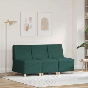 vidaXL Μοναδικός Καναπές χωρίς Χερούλια 3 pcs Σκούρο πράσινο