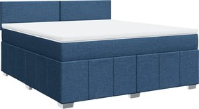 vidaXL Κρεβάτι Boxspring με Στρώμα Μπλε 180x200 εκ. Υφασμάτινο