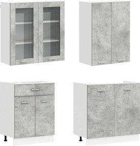 vidaXL Μονάδα κουζίνας LYON 8 pcs Γκρι Σκυροδέματος Επεξεργασμένο Ξύλο