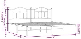 Πλαίσιο Κρεβατιού με Κεφαλάρι Μαύρο 193 x 203 εκ. Μεταλλικό - Μαύρο