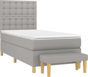 vidaXL Κρεβάτι Boxspring με Στρώμα Ανοιχτό Γκρι 80x200 εκ. Υφασμάτινο