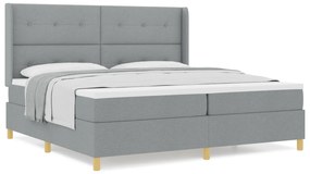 vidaXL Κρεβάτι Box Spring με Στρώμα Ανοιχτό Γκρι 200x200 εκ. Ύφασμα
