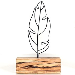 Διακοσμητικό Επιτραπέζιο Feather Mini 533BSG1143 17x3,5x30cm Natural-Black Aberto Design Metal,Wood
