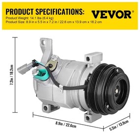 VEVOR AC Compressor 78363 Front Air Conditioning Compressor A/C Compressor for 2000-2014 Cadillac Chevy GMC Hummer 4.8L 5.3L 5.7L 6.0L 6.2L 8.1 (For 2000-2014 Chevy)
