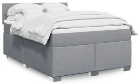 vidaXL Κρεβάτι Boxspring με Στρώμα Ανοιχτό Γκρι 140x200 εκ. Υφασμάτινο