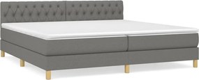 vidaXL Κρεβάτι Boxspring με Στρώμα Σκούρο Γκρι 200x200 εκ. Υφασμάτινο