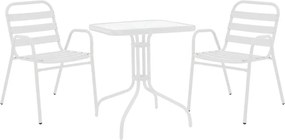 Τραπεζαρία Watson-Sussie pakoworld μέταλλο λευκό- γυαλί 70x70x70εκ