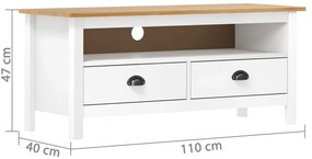 vidaXL Έπιπλο Τηλεόρασης Hill Λευκό 110x40x47 εκ. Ξύλο Πεύκου