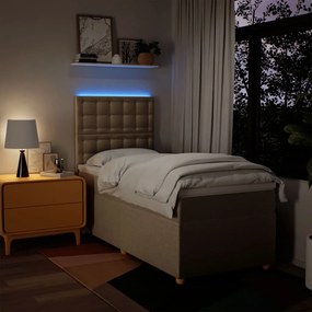 vidaXL Κρεβάτι Boxspring με Στρώμα Κρεμ 90x190 εκ.Υφασμάτινο