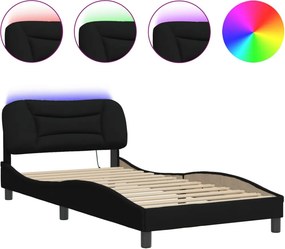 vidaXL Σκελετός Κρεβατιού με LED Χωρίς Στρώμα Hvar Μαύρο 100x200 εκ.