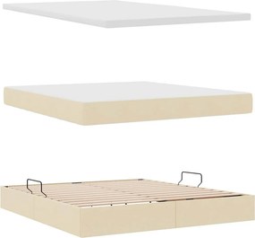 vidaXL LED Κρεβάτι αποθήκευσης με στρώμα Κρέμ 180 x 200 cm Ύφασμα