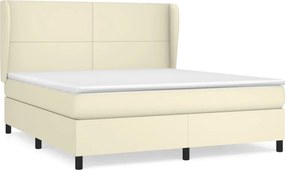vidaXL Κρεβάτι Boxspring με Στρώμα Κρεμ 180x200 εκ. Συνθετικό Δέρμα