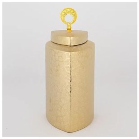 Βάζο Με Καπάκι Κεραμικό Χρυσό 14.5x14.5x32cm 752-20113 Estheti-752-20113-Χρυσό 752-20113