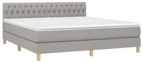 vidaXL Κρεβάτι Boxspring με Στρώμα &amp; LED Αν.Γκρι 180x200 εκ Υφασμάτινο