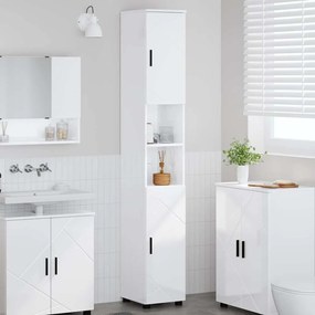 vidaXL Ψηλό ντουλάπι μπάνιου Γυαλιστερό λευκό 30 x 35 x 192 εκ.