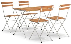 vidaXL Σετ Τραπεζαρίας Bistro Πτυσσόμενο 5 τεμ. Μασίφ Ακακία &amp; Ατσάλι