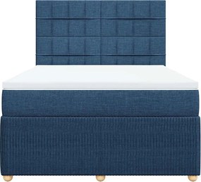 vidaXL Κρεβάτι Boxspring με Στρώμα Μπλε 140x190 εκ. Υφασμάτινο