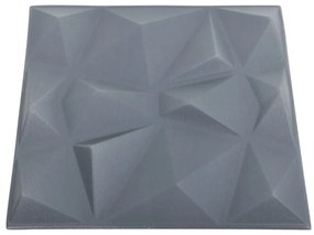 vidaXL Πάνελ Τοίχου 3D 48 τεμ. Γκρι Διαμαντιού 50 x 50 εκ. 12 μ²