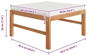 vidaXL Υποπόδιο από Μασίφ Ξύλο Teak με Κρεμ Μαξιλάρι