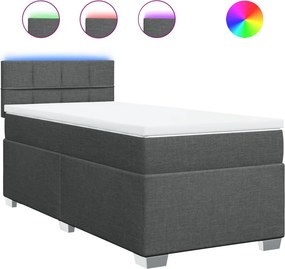 vidaXL Κρεβάτι Boxspring με Στρώμα Σκούρο Γκρι 80x200 εκ. Υφασμάτινο