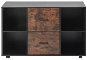VEVOR 2 Drawer Wooden File Cabinet Mobile Filing Cabinet with Open Shelves Black