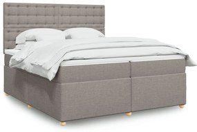 vidaXL Κρεβάτι Boxspring με Στρώμα Taupe 200x200 εκ. Υφασμάτινο