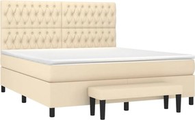 vidaXL Κρεβάτι Boxspring με Στρώμα Κρεμ 180x200 εκ. Υφασμάτινο