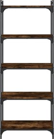 vidaXL Βιβλιοθήκη 5 Επιπέδων Καπνιστή Δρυς 60x30x154 εκ. Επεξεργ. Ξύλο